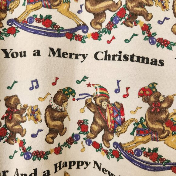 Vintage White Nutcracker Christmas Pullover Sweatshirt Teddy Bears Music Cute - Picture 5 of 12